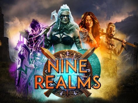 Nine Realms slot logo by Red Tiger Gaming at Wellington Casino
